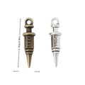 Syringe Shaped Metal Charms in Antique Bronze and Silver view 1