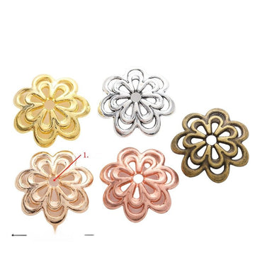 Openwork Flower Bead Caps in Five Metallic Finishes