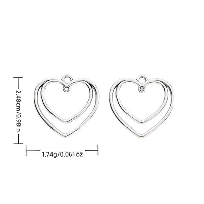 double outline heart charm shown from the front
