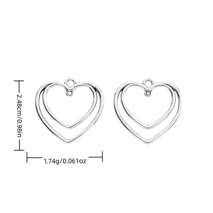 Double Outline Heart Metal Connector Charm for Jewelry Making