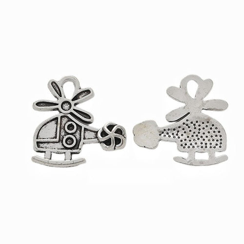 Cartoon Airplane metal charm displaying front and reverse sides