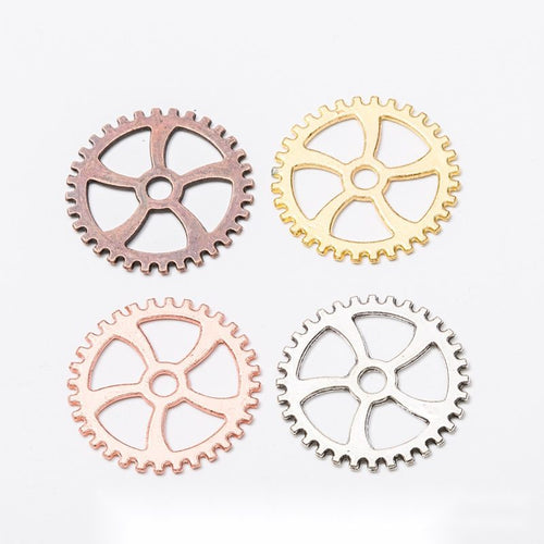 Five Spoke Gear Metal Charms grouped product view on a white background