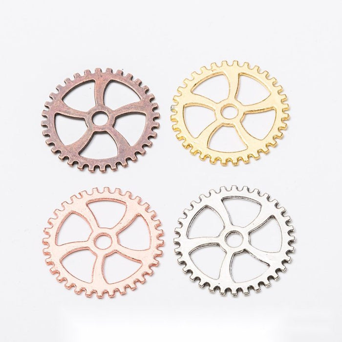 Five Spoke Gear Metal Charms in Five Finishes for Jewelry Making