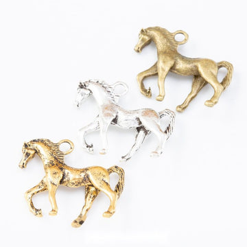 Walking Horse Charm Detailed Metal Pendant in Three Finishes