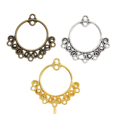 Overview of round connector charms in the available designs and finishes