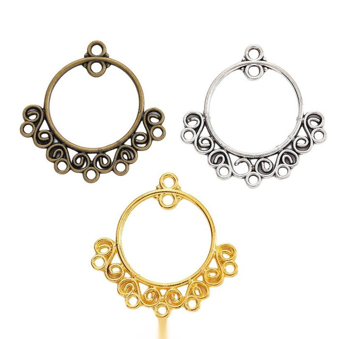 Filigree Round Seven Loop Metal Connector Charms Jewelry Findings