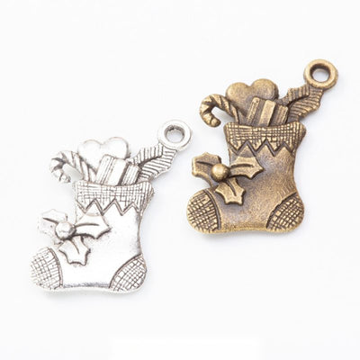 Christmas Stocking Charm grouped finish options on a white background