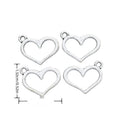 Open Heart Outline Charm in Antique Silver Tone Jewelry Making Component view 1