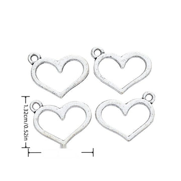 Open Heart Outline Charm in Antique Silver Tone Jewelry Making Component