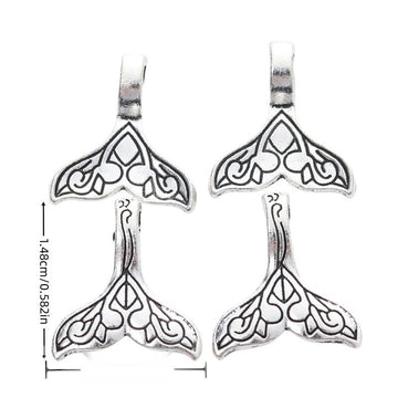Two Loop Whale Tail Connector Charm in Textured Metal for Jewelry Making