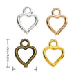 Small Open Heart Metal Charms in Four Finishes for Jewelry Making view 1