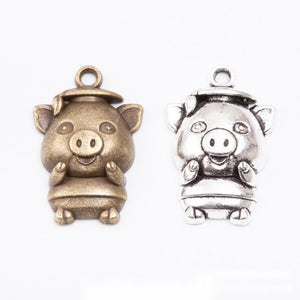 Cartoon Pig Metal Charm Pendant For Jewelry Making And Craft Projects