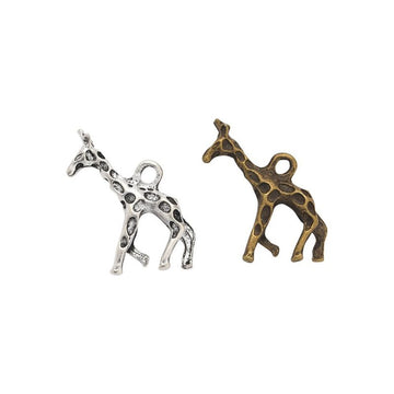 Giraffe Silhouette Metal Charm in 2 Pictured Finishes