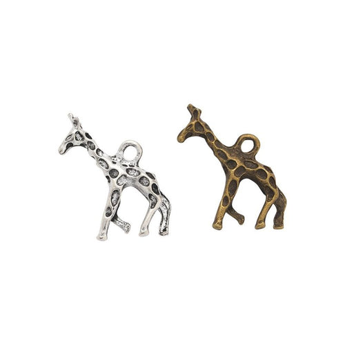 Grouped front views of the giraffe silhouette charm in available finishes