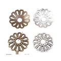 Antique Metal Openwork Flower Bead Cap With Textured Detail, 2 Finishes view 1