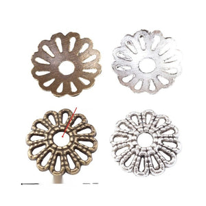 Antique Metal Openwork Flower Bead Cap With Textured Detail, 2 Finishes