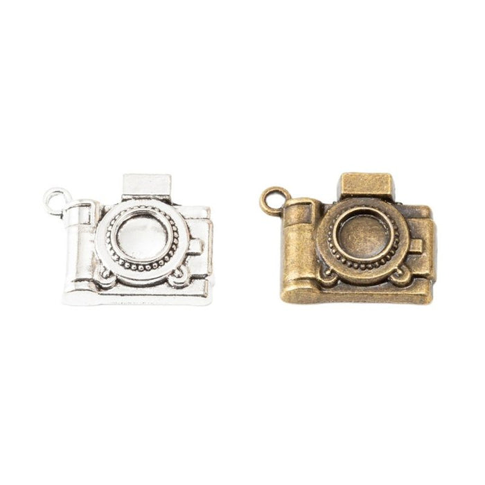Vintage Camera Charm in Two Antique Metal Finishes