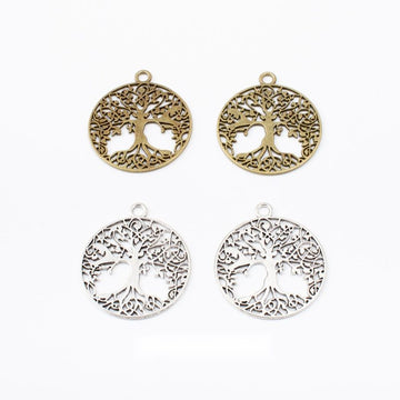Round Tree Of Life Charm Pendants in 2 Metal Finish Options