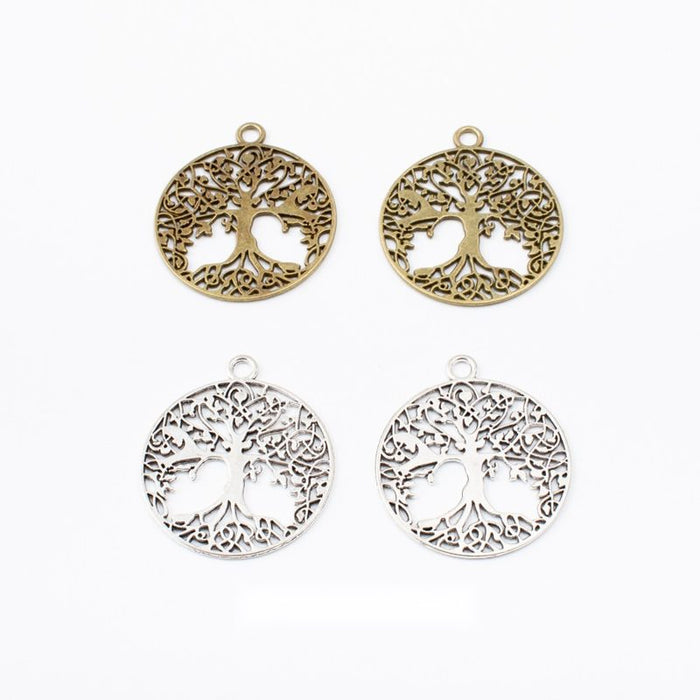 Round Tree Of Life Charm Pendants in 2 Metal Finish Options