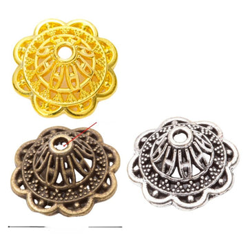 Filigree Flower Bead Cap In 3 Metal Finishes For Jewelry Making