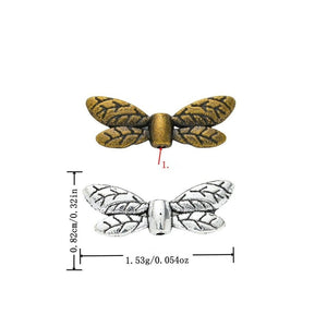 Leaf Pattern Wing Spacer Beads in Antique Bronze, Antique Silver