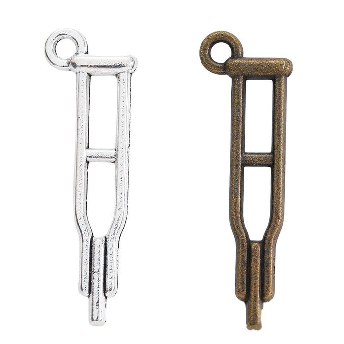 Medical Tuning Fork Metal Charm in Two Antique Finishes