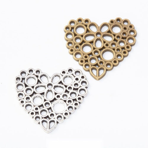Bubble Heart metal component, front grouping showing the available finishes.