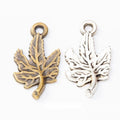 Veined Maple Leaf Metal Charms in 2 Pictured Finishes view 1