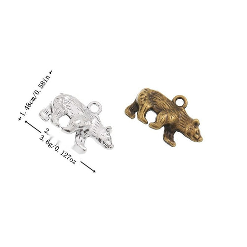 Metal dimensional blossom charm, front and reverse views shown in the product image