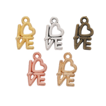 I Love Letter Jewelry Pendant Charm in Six Metal Finishes