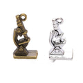 Microscope Metal Charm in Antique Bronze and Antique Silver view 1