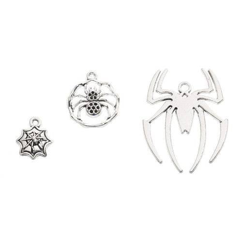 Spider and Web Charm Assortment pictured option assortment on a white background