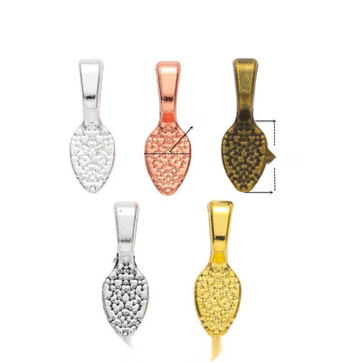 Product photo 1 of the textured mini shovel bail charm highlighting its miniature shovel face with pebbled texture and f
