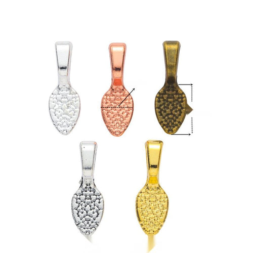 Product photo 1 of the textured mini shovel bail charm highlighting its miniature shovel face with pebbled texture and f