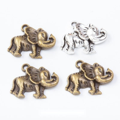 Group view of walking elephant styles on a white background