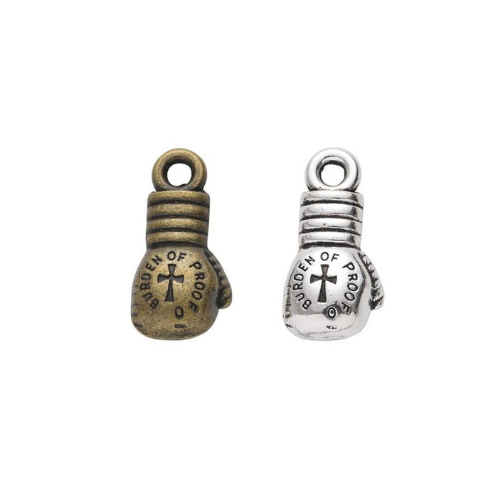 Boxing Glove Charm Pendants in Two Antique Finishes