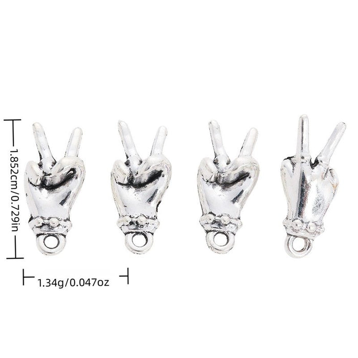 Peace Sign Hand Metal Charm Pendant in 1 Finish for DIY Jewelry