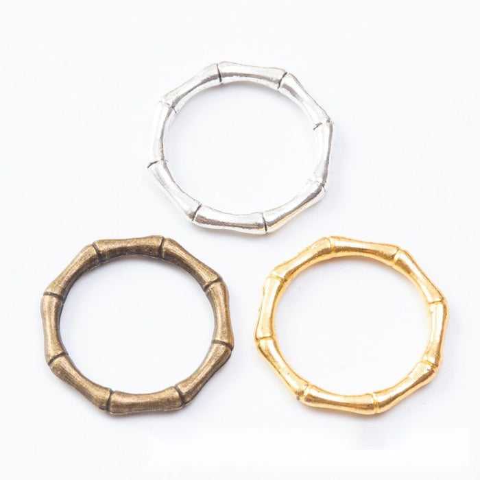 Bamboo Texture Open Ring Connector in Three Metallic Finishes