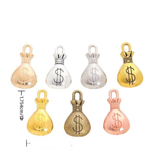 Dollar Sign Money Bag Charm in Alloy, Seven Plated Metal Finishes