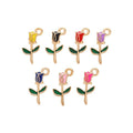 Enamel Rose Flower Metal Charms in Seven Bright Colors view 1