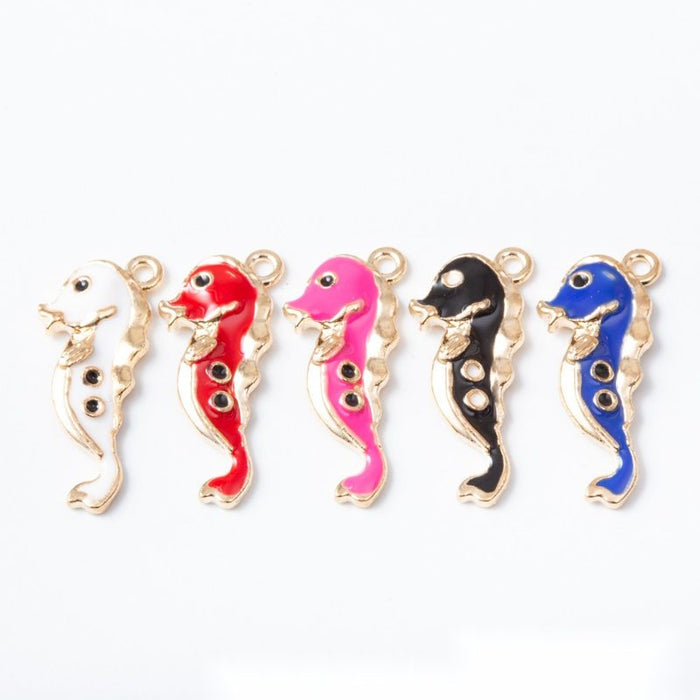 Colorful Enamel Seahorse Metal Charm Pendant For Jewelry Making