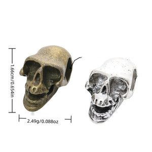 Skull Large Hole Bead with a dimensional skull face in 2 Metal Finishes