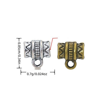 Patterned Three Way Bail Beads in Antique Bronze and Silver