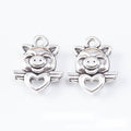 Pig with Heart Silver Tone Metal Charms for Jewelry Making view 1