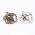 Rotary Telephone Metal Charms in Two Antique Finishes view 1