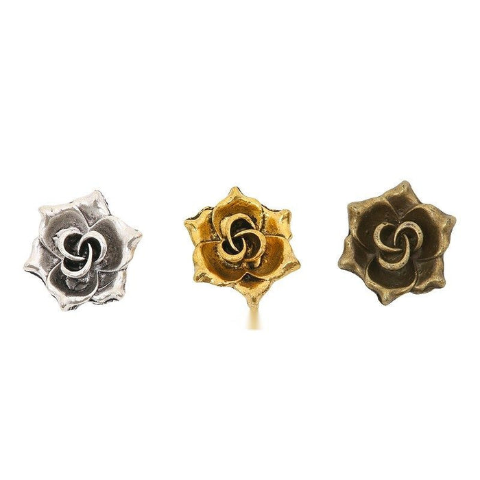 Dimensional Rose Detailed Metal Charm in 3 Finishes