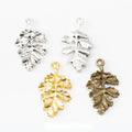 Textured Oak Leaf Metal Charms in 3 Pictured Finishes view 1