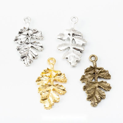 Textured Oak Leaf metal pieces shown in the available finishes.
