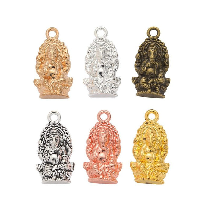Seated Ganesha Metal Charm in Six Reflective Finishes