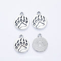 Round Bear Paw Detailed Metal Charm in 1 Finish for Crafting view 1